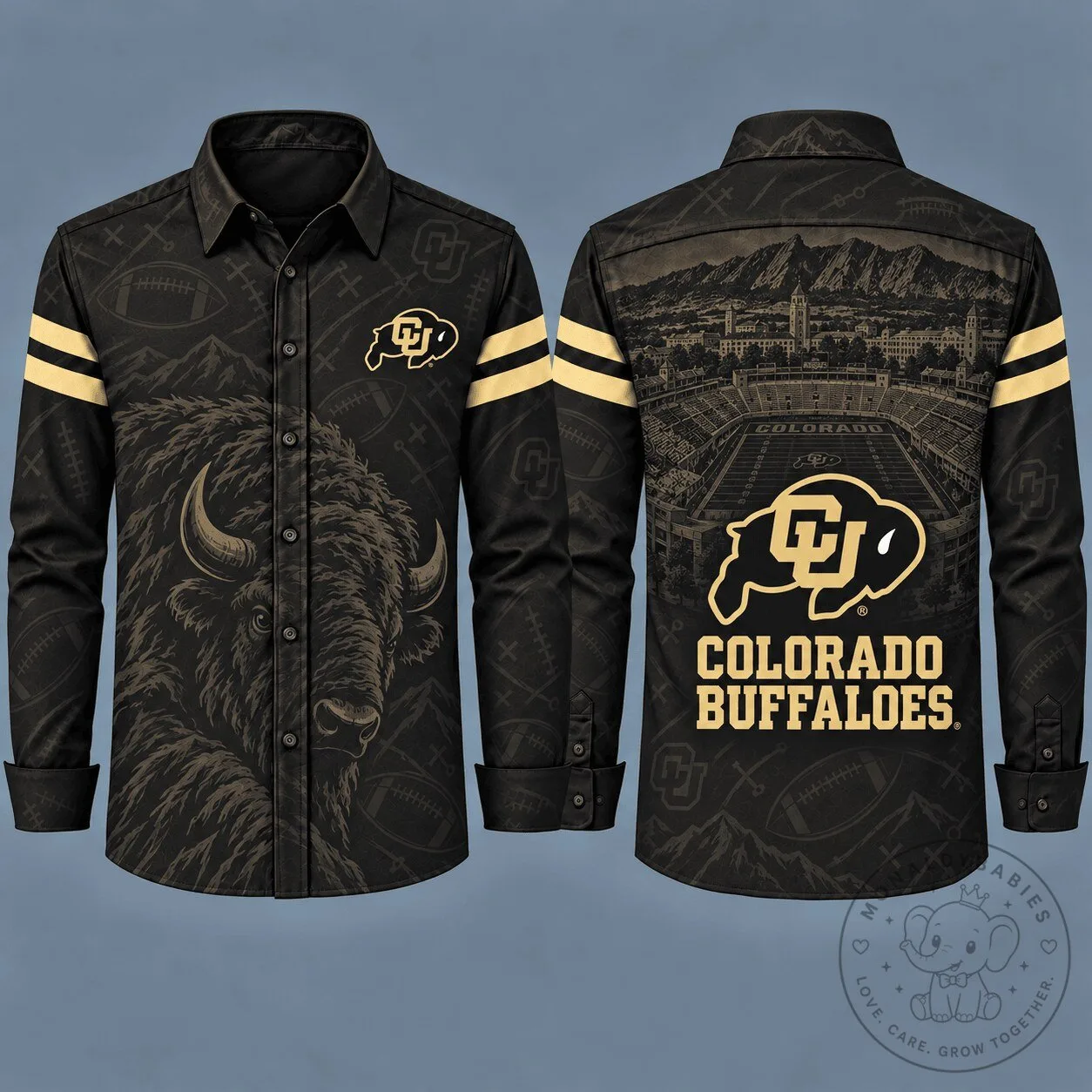 Colorado Buffaloes NCAA Football Team Long Sleeve Button-Up Shirt 1 Colorado Buffaloes NCAA Football Team Long Sleeve Button-Up Shirt