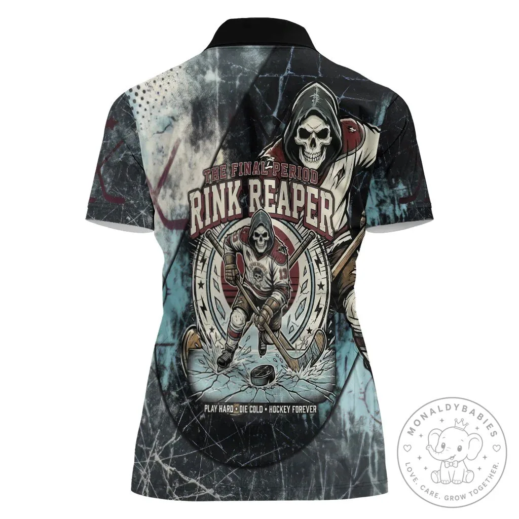 Rink Reaper Grim Reaper Skeleton Ice Hockey Player Polo Shirt 10 Rink Reaper Grim Reaper Skeleton Ice Hockey Player Polo Shirt