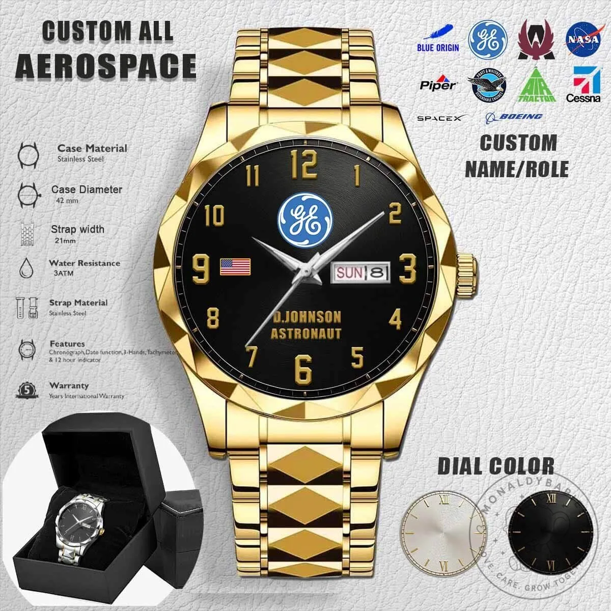 NASA Aerospace Astronaut Custom Name Stainless Steel Watch 10 NASA Aerospace Astronaut Custom Name Stainless Steel Watch