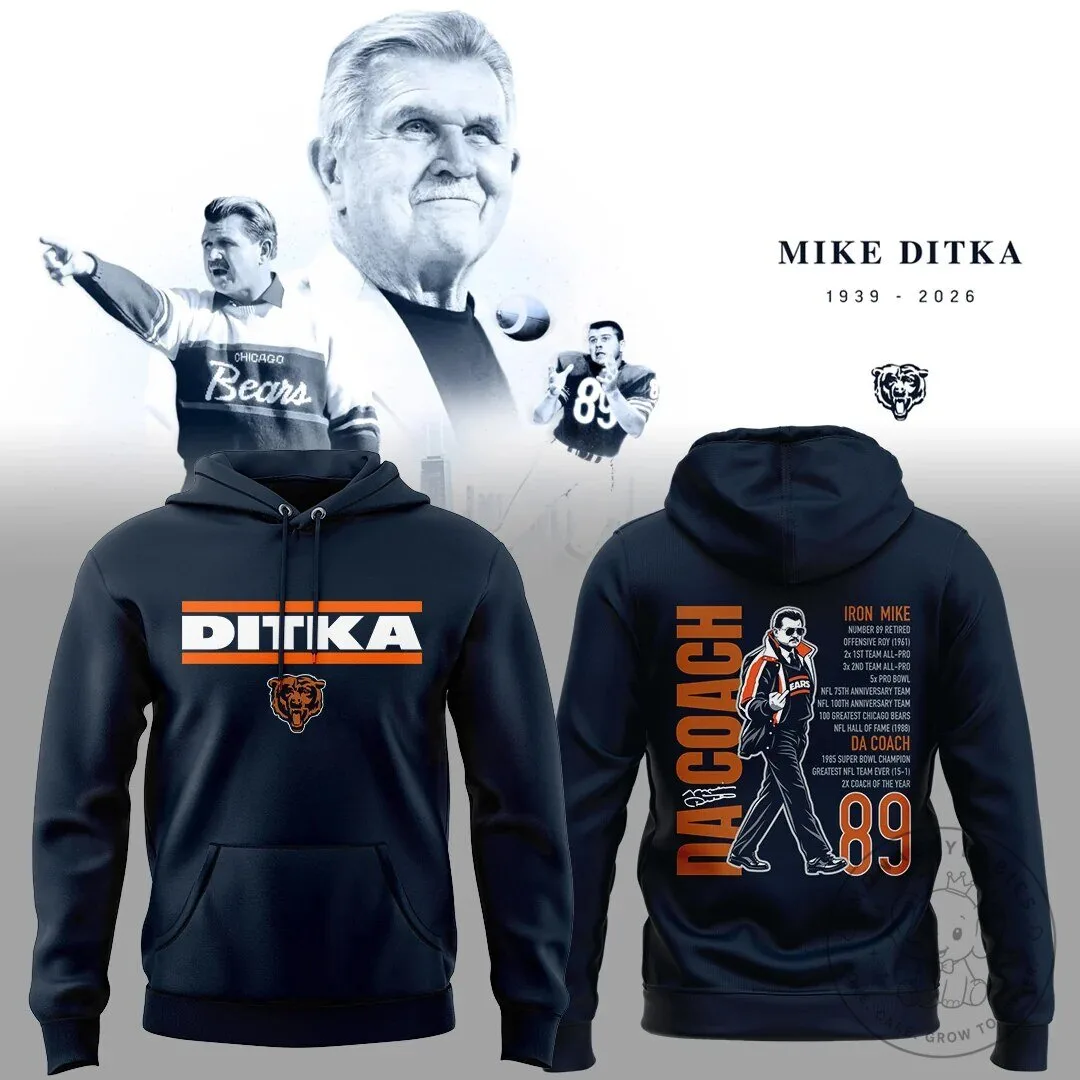 Hoodie Celebrating Football Legend Mike Ditka of the Chicago Bears