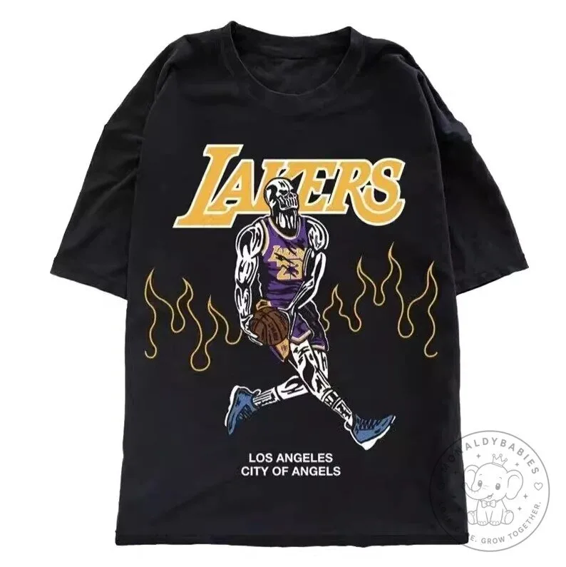 Los Angeles Lakers LeBron James Skeleton Basketball Player Graphic T-Shirt