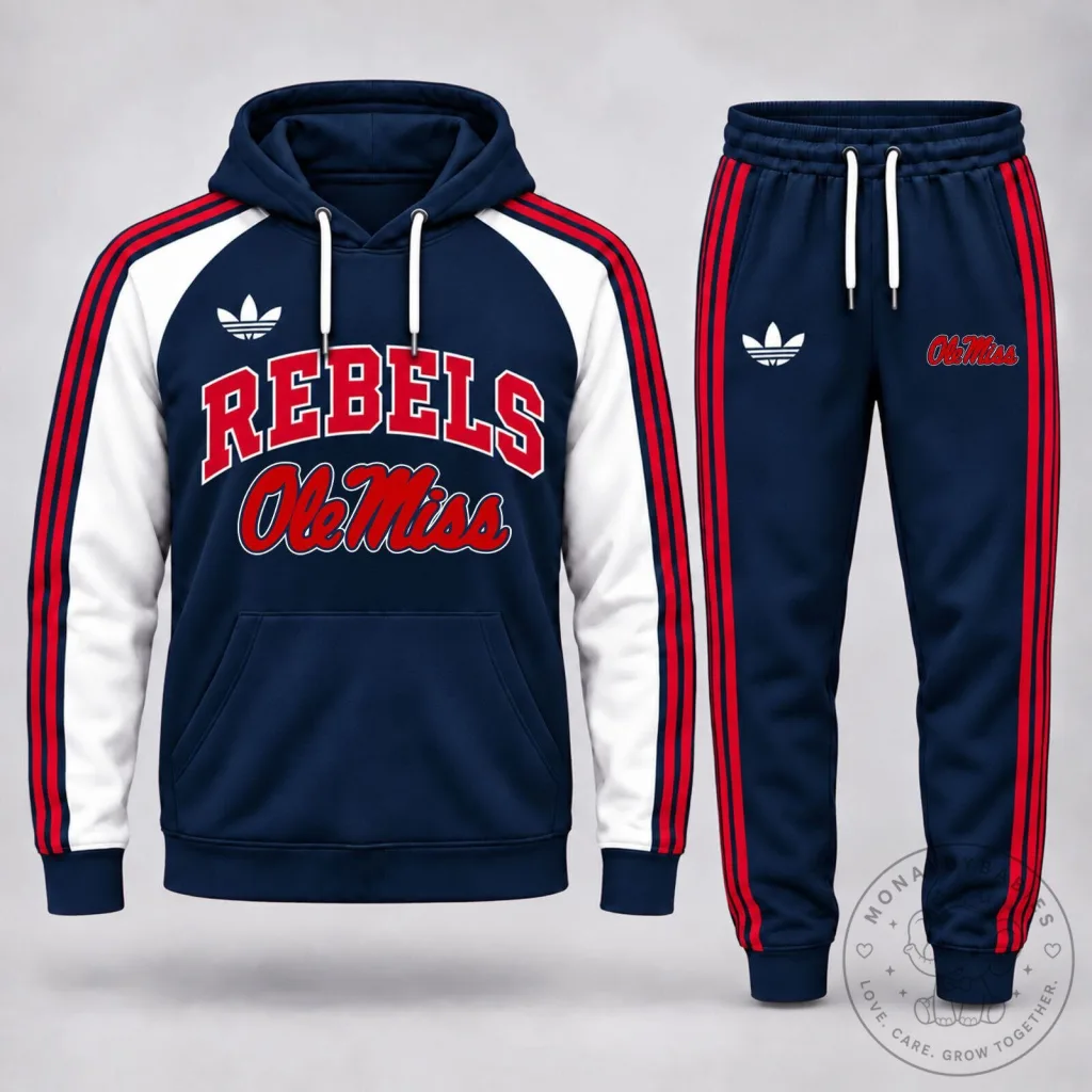 Ole Miss Rebels NCAA Classic Varsity Hoodie and Joggers Tracksuit Set Ole Miss Rebels NCAA Classic Varsity Hoodie and Joggers Tracksuit Set