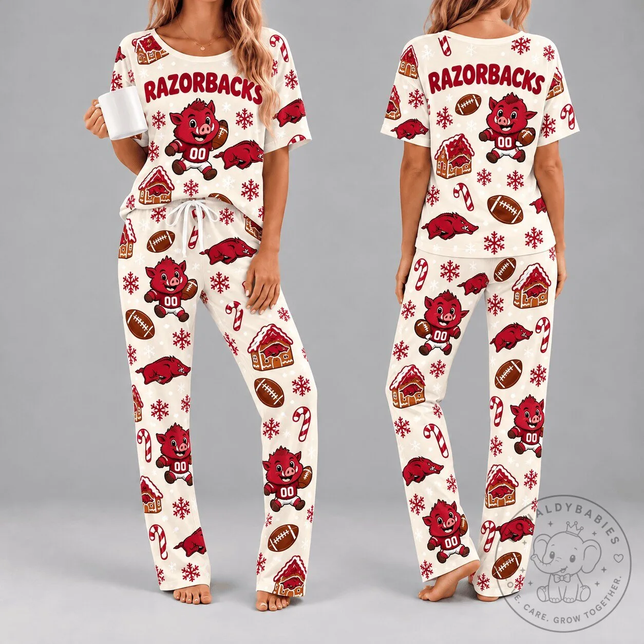 Arkansas Razorbacks Christmas Holiday Women's Two-Piece Pajamas Set