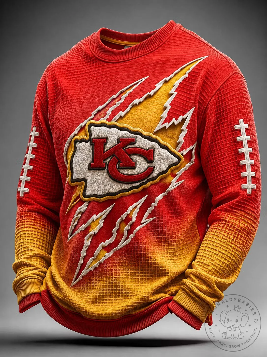 Kansas City Chiefs Football Team Red Gold Distressed Crewneck Sweatshirt
