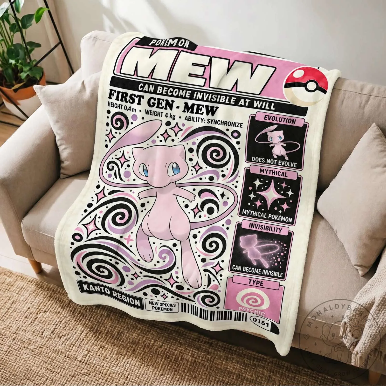 Pokemon Mew First Generation Mythical Psychic Type Blanket 2 Pokemon Mew First Generation Mythical Psychic Type Blanket