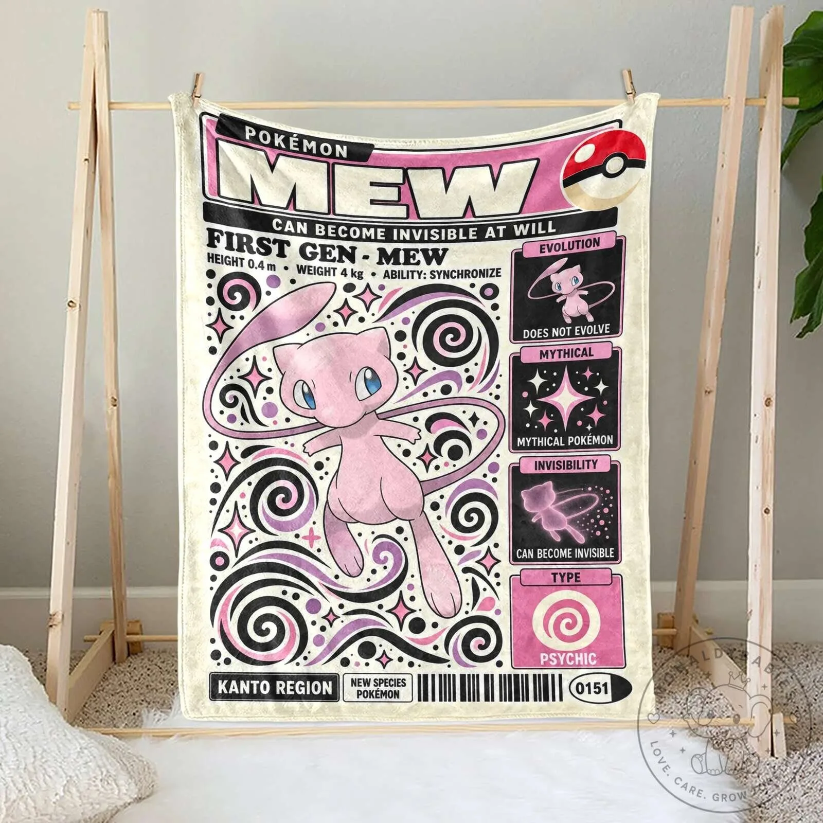 Pokemon Mew First Generation Mythical Psychic Type Blanket 7 Pokemon Mew First Generation Mythical Psychic Type Blanket