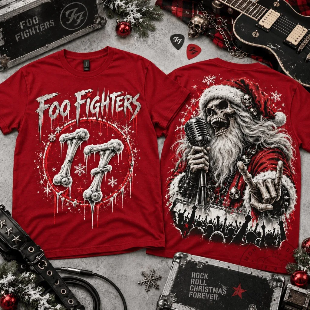 Foo Fighters Skeleton Santa Christmas Rock Band Concert Holiday T-Shirt Foo Fighters Skeleton Santa Christmas Rock Band Concert Holiday T-Shirt
