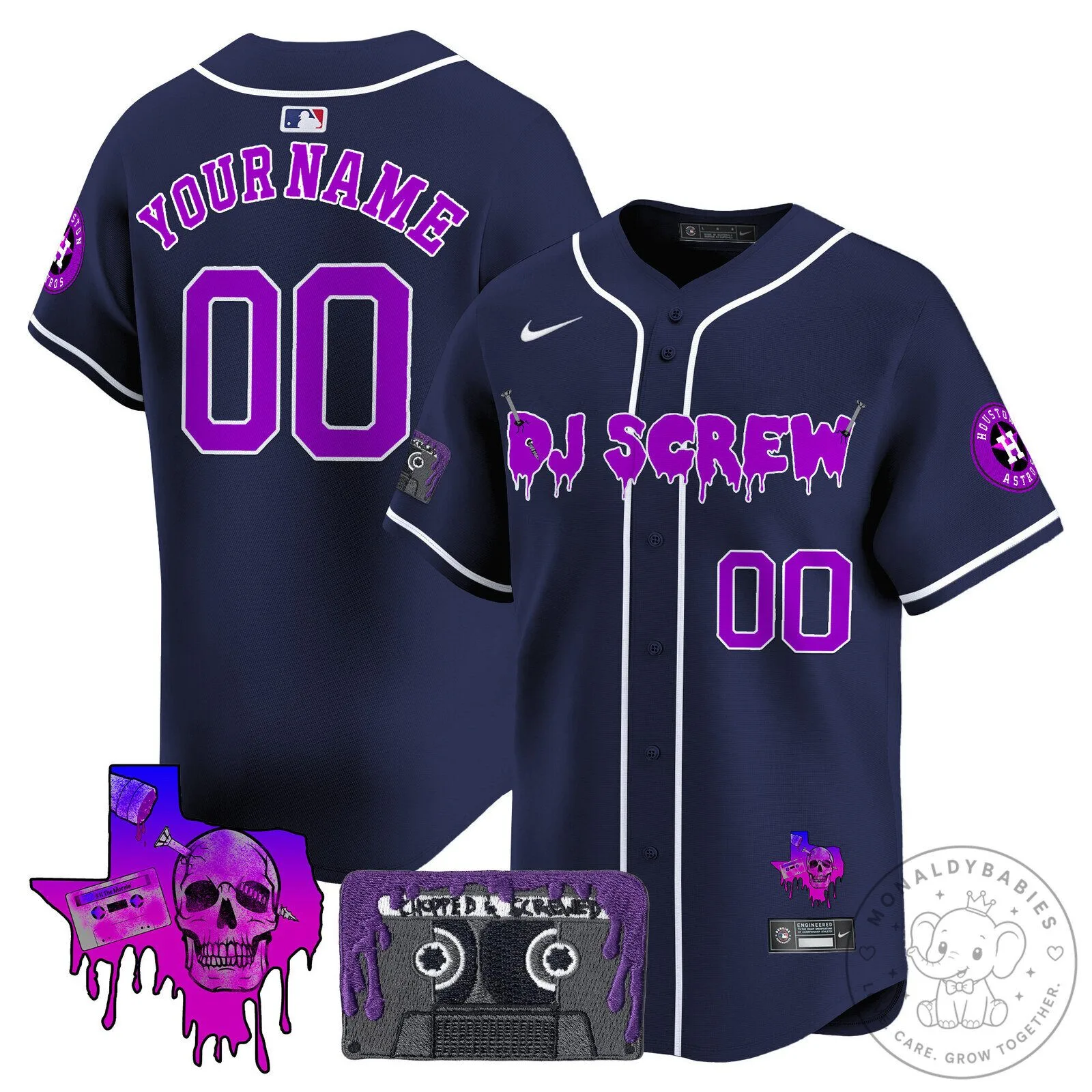 Houston Astros DJ Screw Purple Custom Baseball Jersey