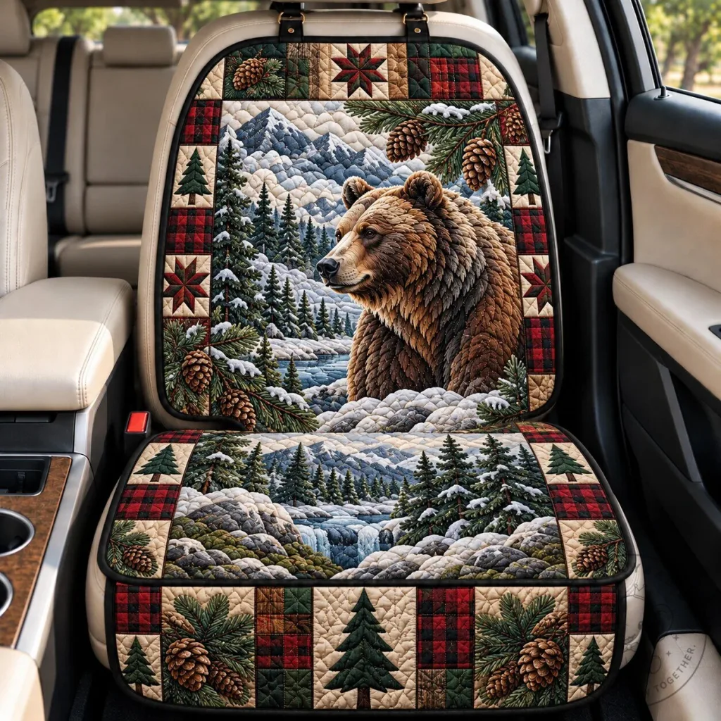 Winter Bear Wonderland Quilted Car Seat Cover Protector
