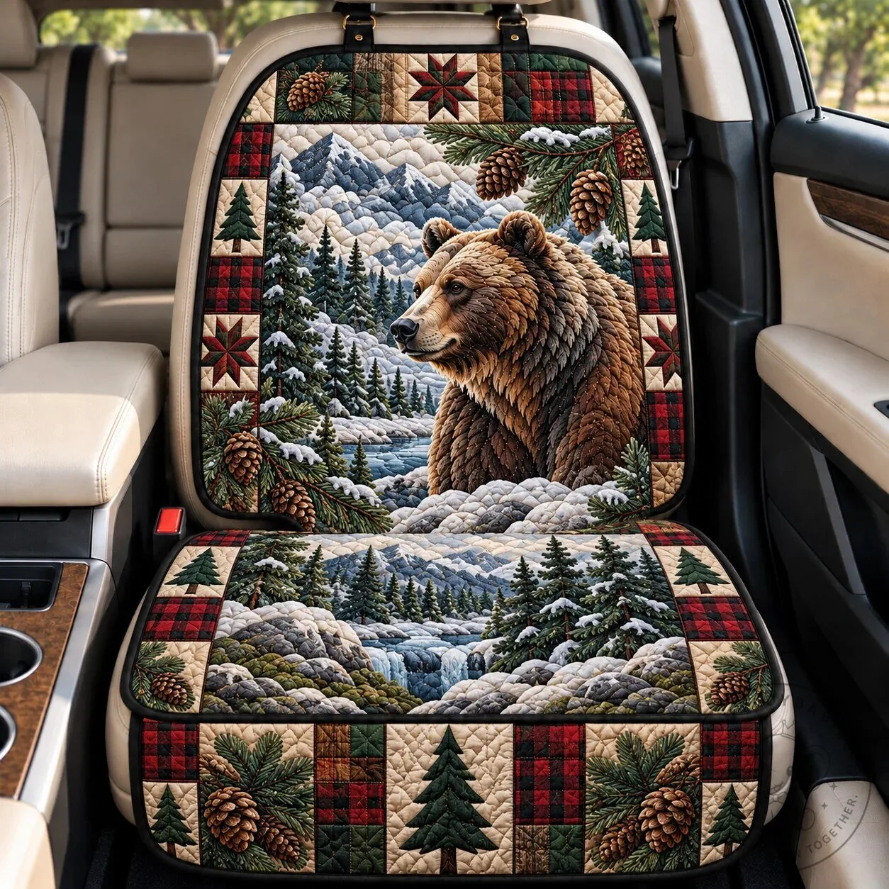 Winter Bear Wonderland Quilted Car Seat Cover Protector