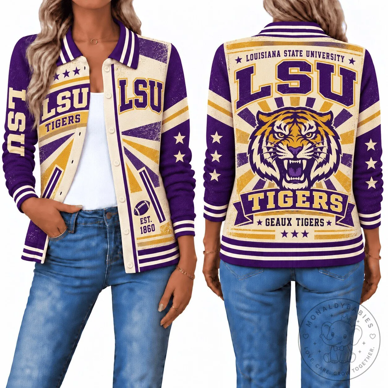 Louisiana State University Tigers Vintage Style Varsity Jacket for Women