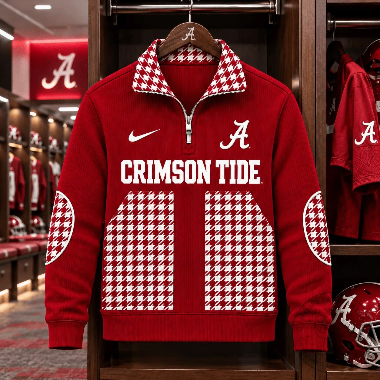 Alabama Crimson Tide Houndstooth Pattern Quarter-Zip Fleece Sweatshirt