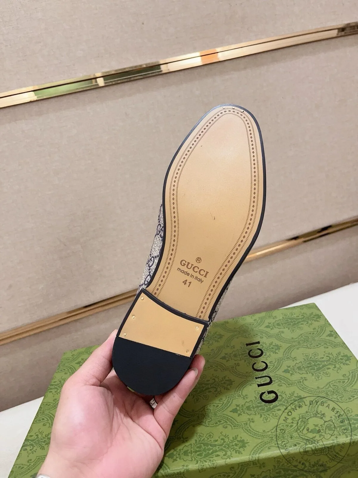 Men's Luxury Slip-On Dress Shoes - Gucci Monogram Bee Loafers 13 Men