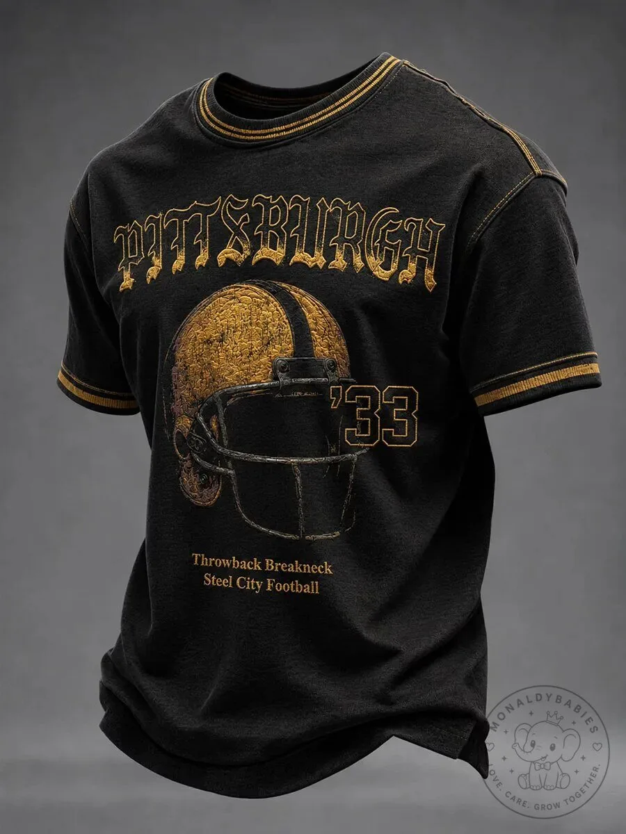 Pittsburgh Steel City Football Throwback Breakneck '33 Distressed T-Shirt