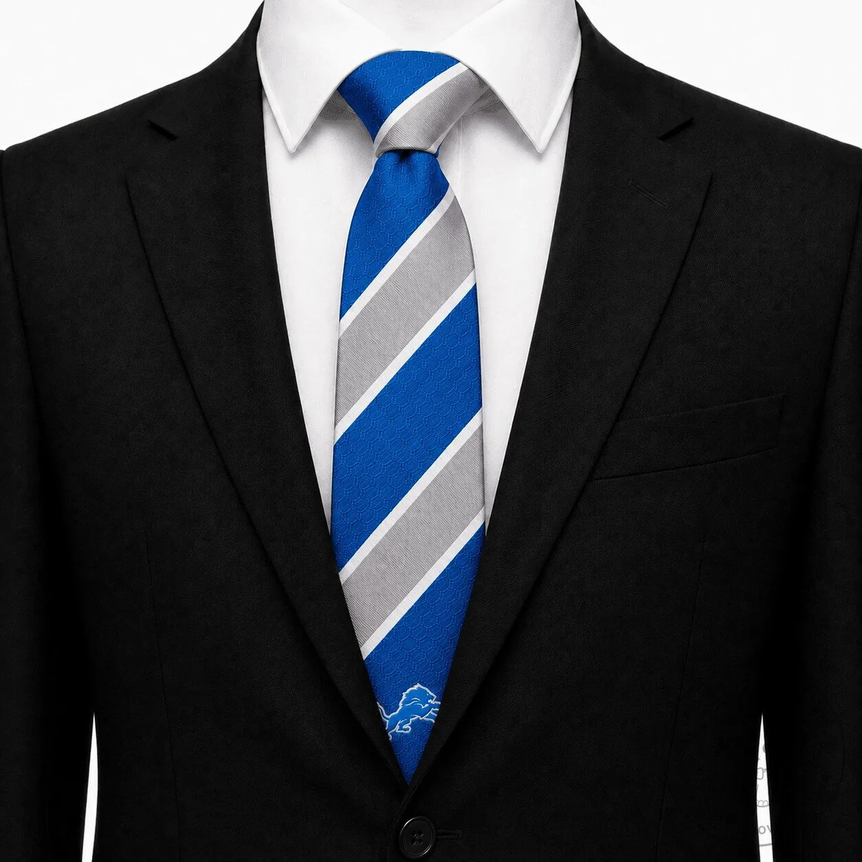 Detroit Lions Fan NFL Striped Silk Necktie – Official Team Logo Tie