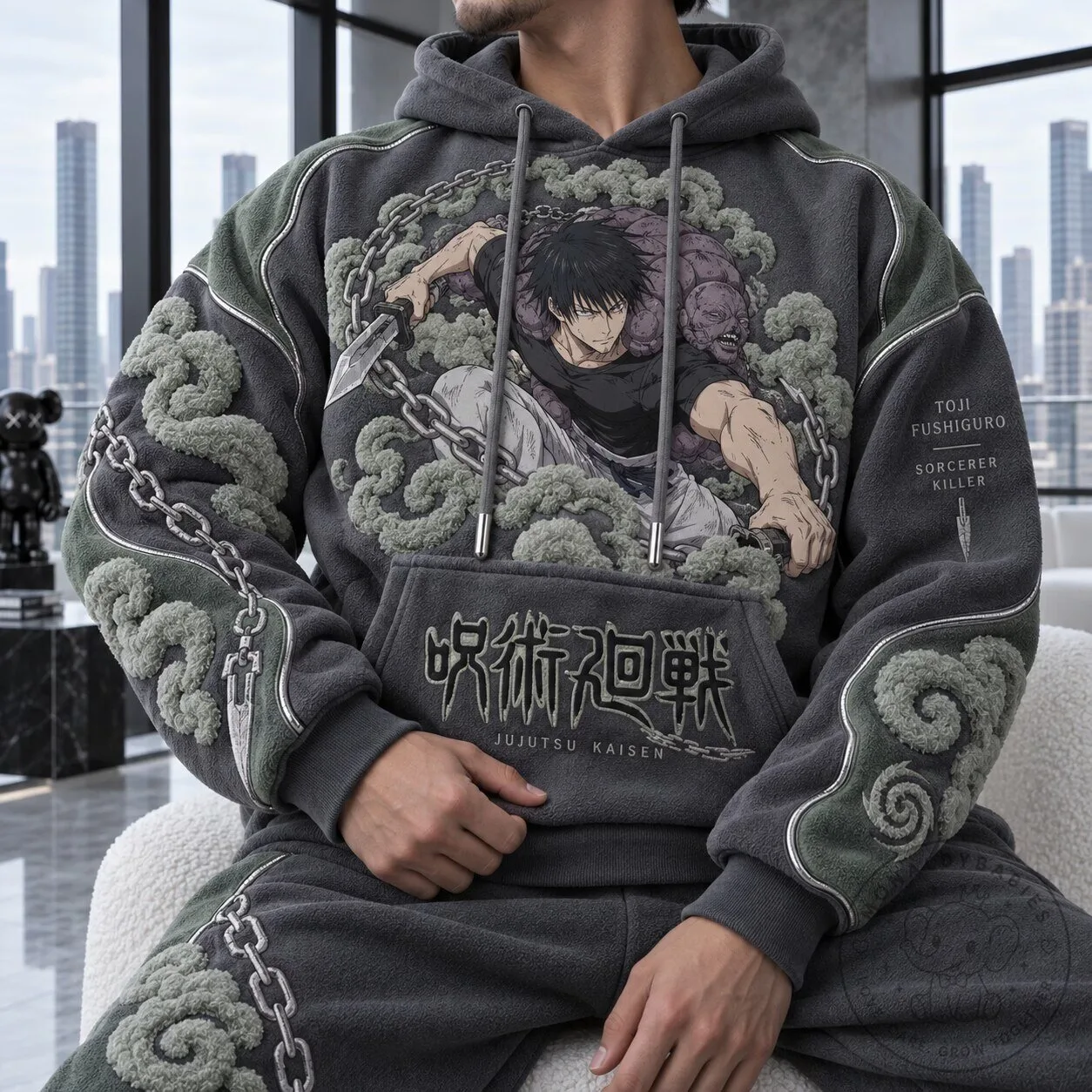 Jujutsu Kaisen Toji Fushiguro Sorcerer Killer Anime Gray Hoodie