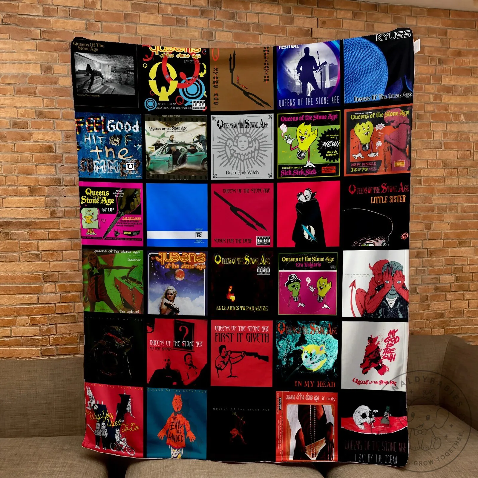 Queens of the Stone Age Album Art Collage Music Fan Sherpa Blanket 1 Queens of the Stone Age Album Art Collage Music Fan Sherpa Blanket