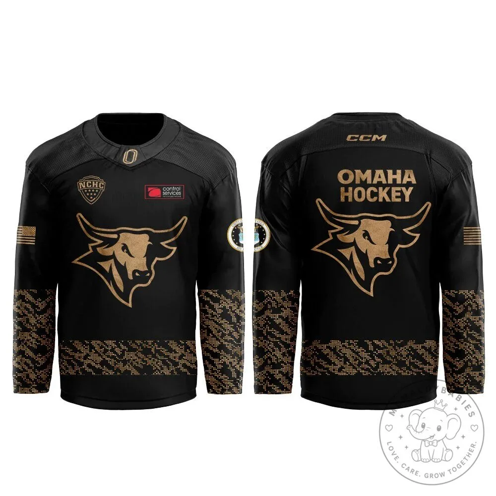 Omaha Mavericks Hockey Military Appreciation Black and Gold Jersey 6 Omaha Mavericks Hockey Military Appreciation Black and Gold Jersey