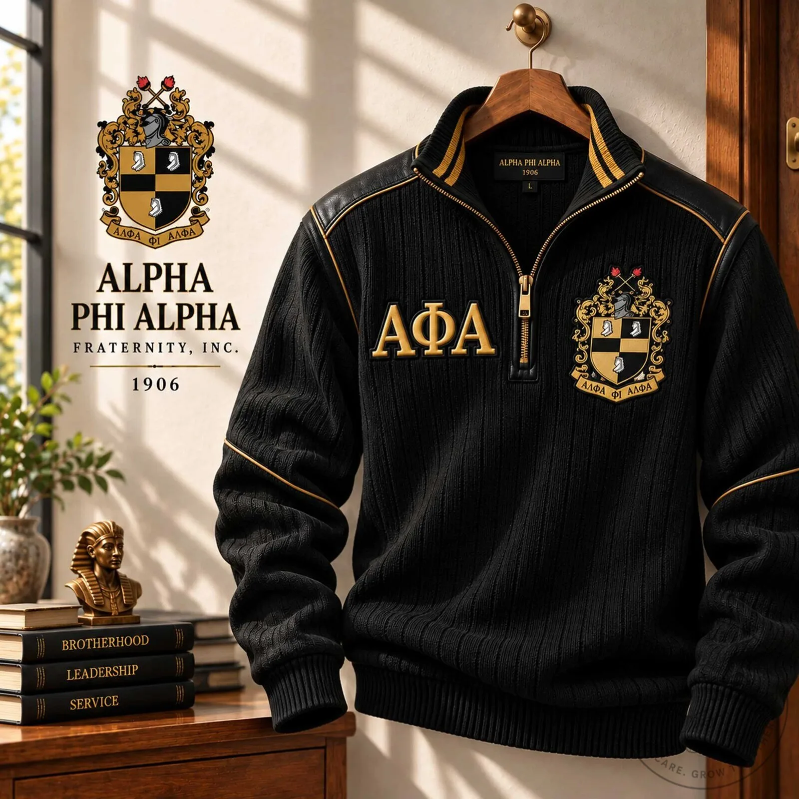 Alpha Phi Alpha Fraternity Quarter Zip Pullover Sweater