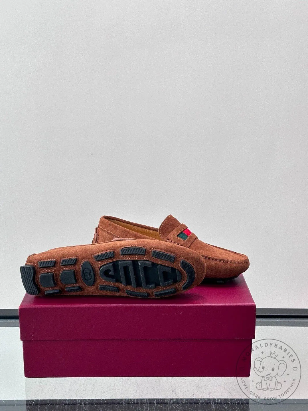 Gucci Brown Suede Loafer Shoes with Web Stripe Detail 13 Gucci Brown Suede Loafer Shoes with Web Stripe Detail