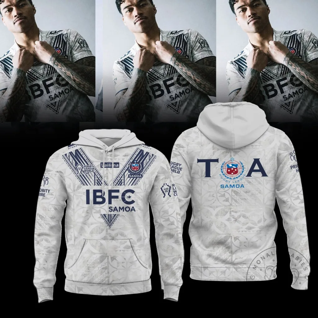 Toa Samoa Rugby League World Cup 2026 White Hoodie Toa Samoa Rugby League World Cup 2026 White Hoodie