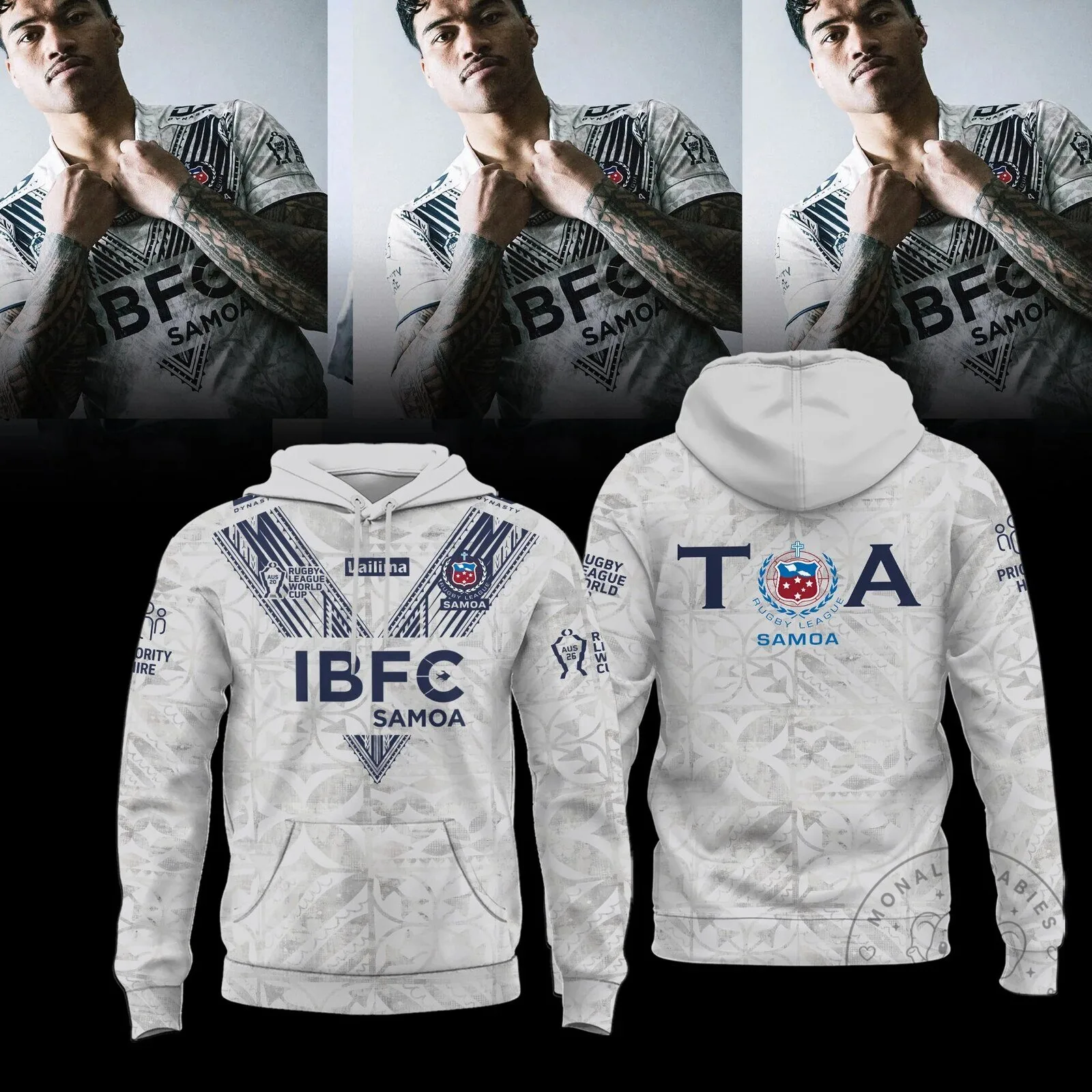 Toa Samoa Rugby League World Cup 2026 White Hoodie