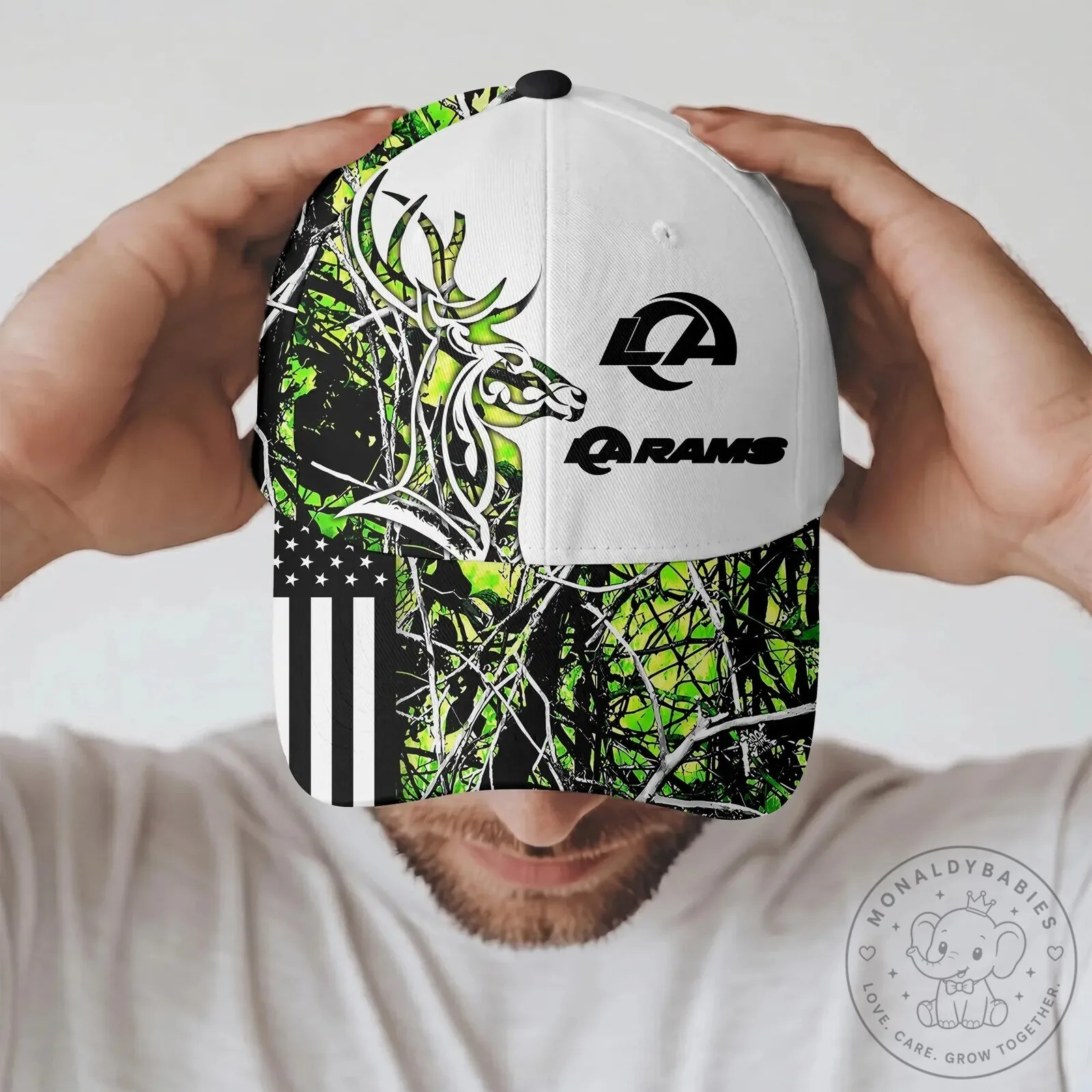 Los Angeles Rams Hunting Camouflage Deer Antler American Flag Cap Hat 11 Los Angeles Rams Hunting Camouflage Deer Antler American Flag Cap Hat