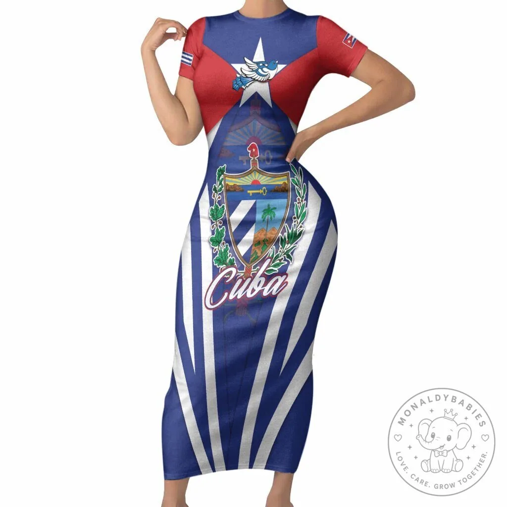 Cuba Flag Cuban Trogon Coat of Arms Bodycon Maxi Dress