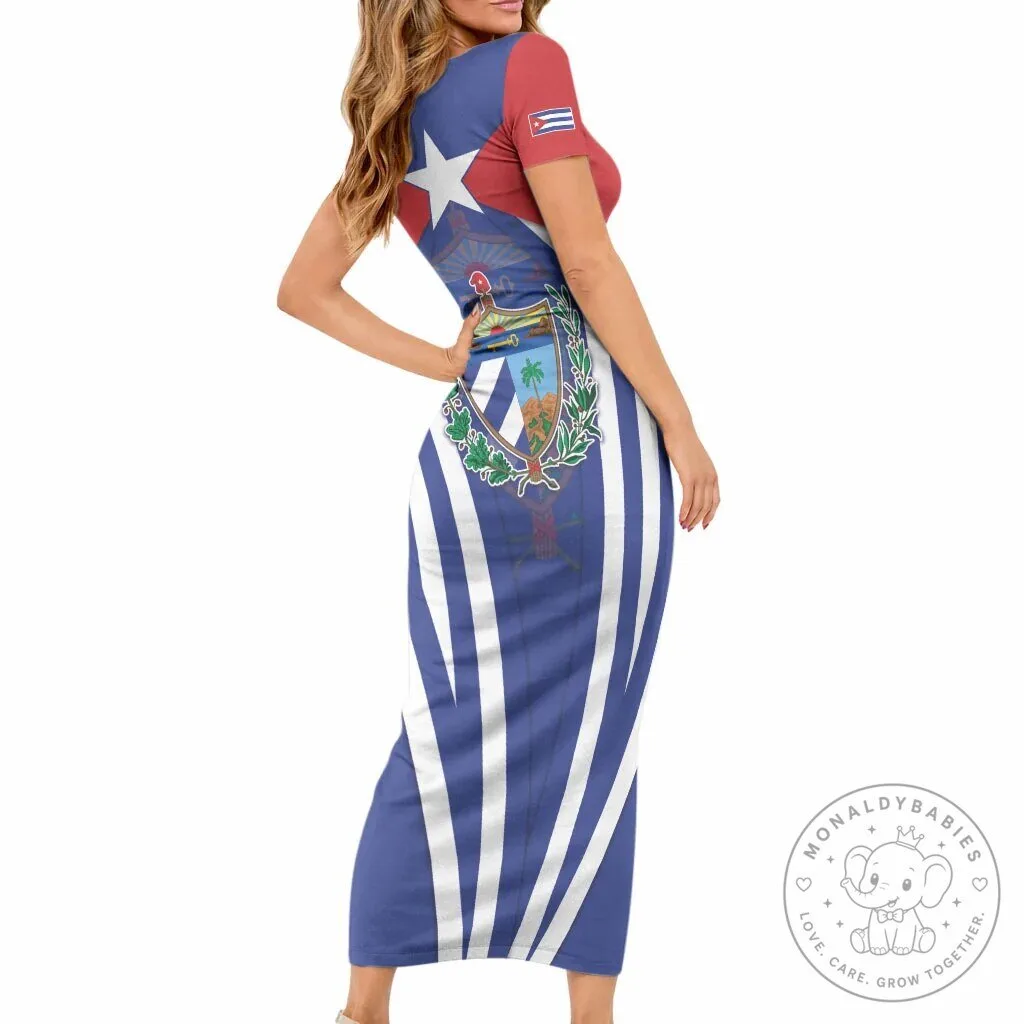 Cuba Flag Cuban Trogon Coat of Arms Bodycon Maxi Dress 7 Cuba Flag Cuban Trogon Coat of Arms Bodycon Maxi Dress