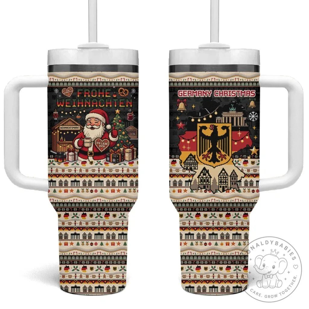 Germany Christmas Frohe Weihnachten Santa Claus Eagle Brandenburg Gate Tumbler