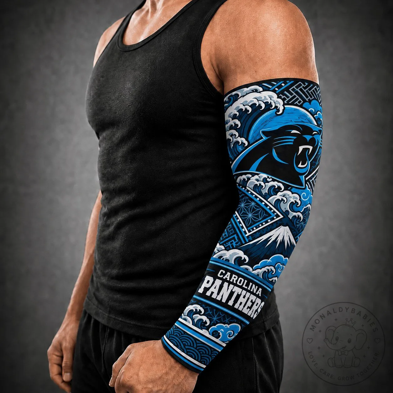 Carolina Panthers NFL Japanese Wave Pattern Arm Sleeve for Football Fans