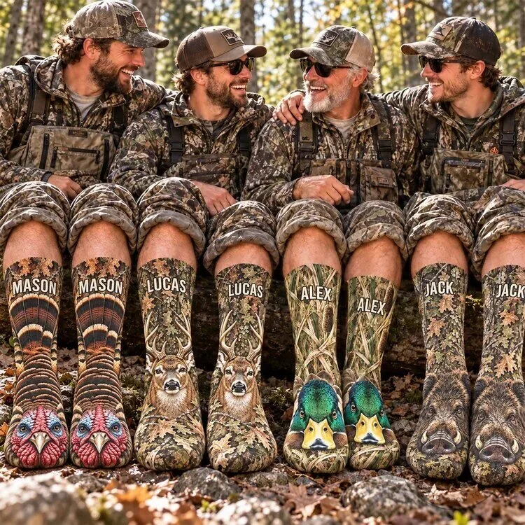 Personalized Hunting Crew Socks with Custom Name