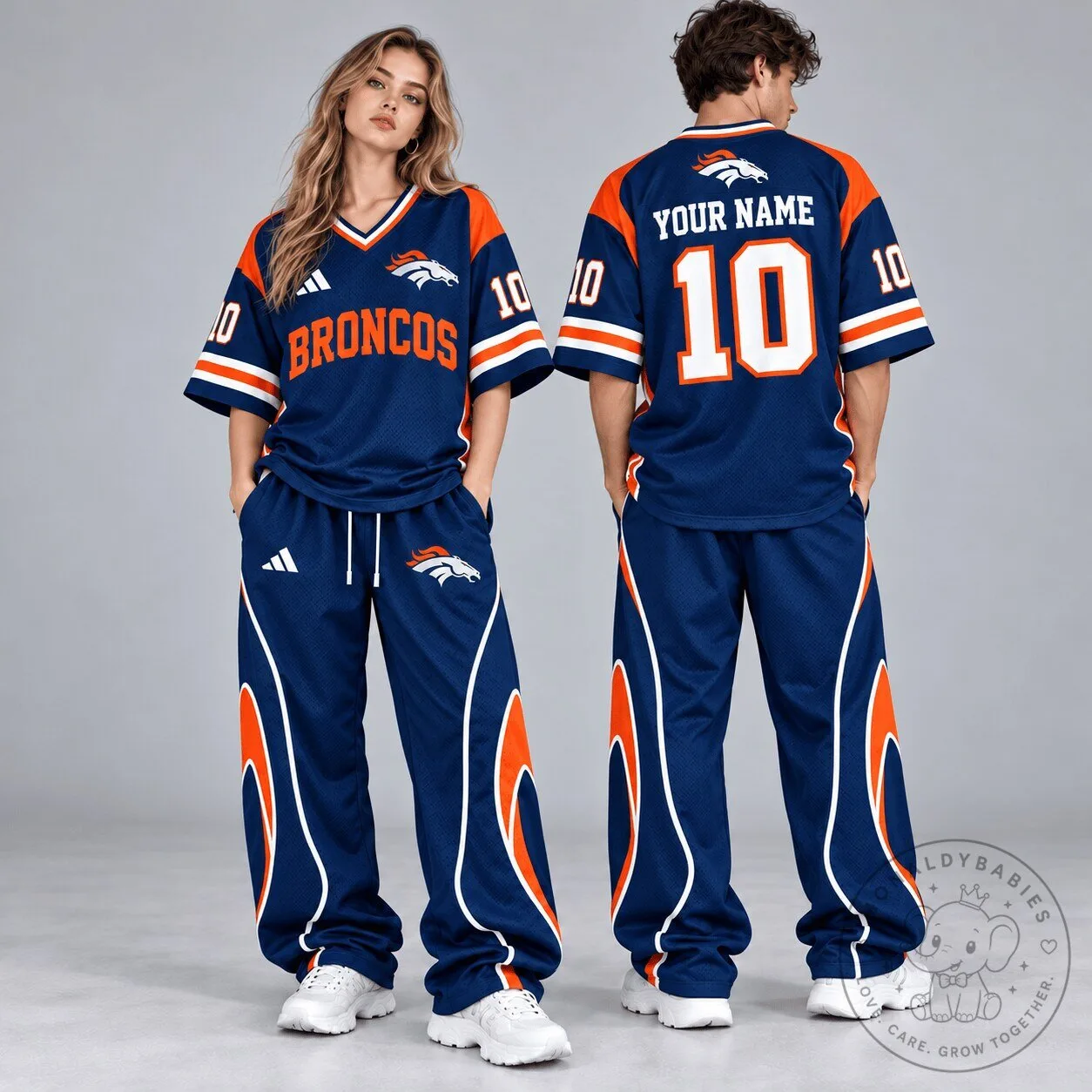 Denver Broncos Custom Name Number NFL Football Team Jersey and Pants Set