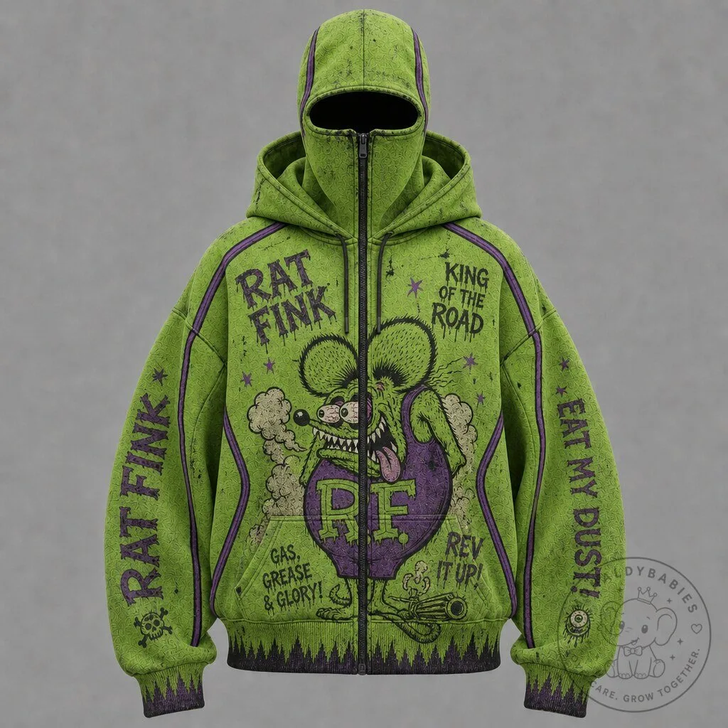 Rat Fink King of the Road Gas Grease Glory Full Zip Balaclava Hoodie 3 Rat Fink King of the Road Gas Grease Glory Full Zip Balaclava Hoodie