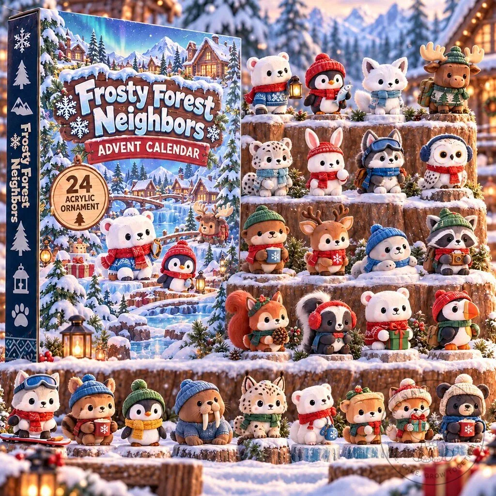Frosty Forest Neighbors 24-Day Advent Calendar with Acrylic Ornaments