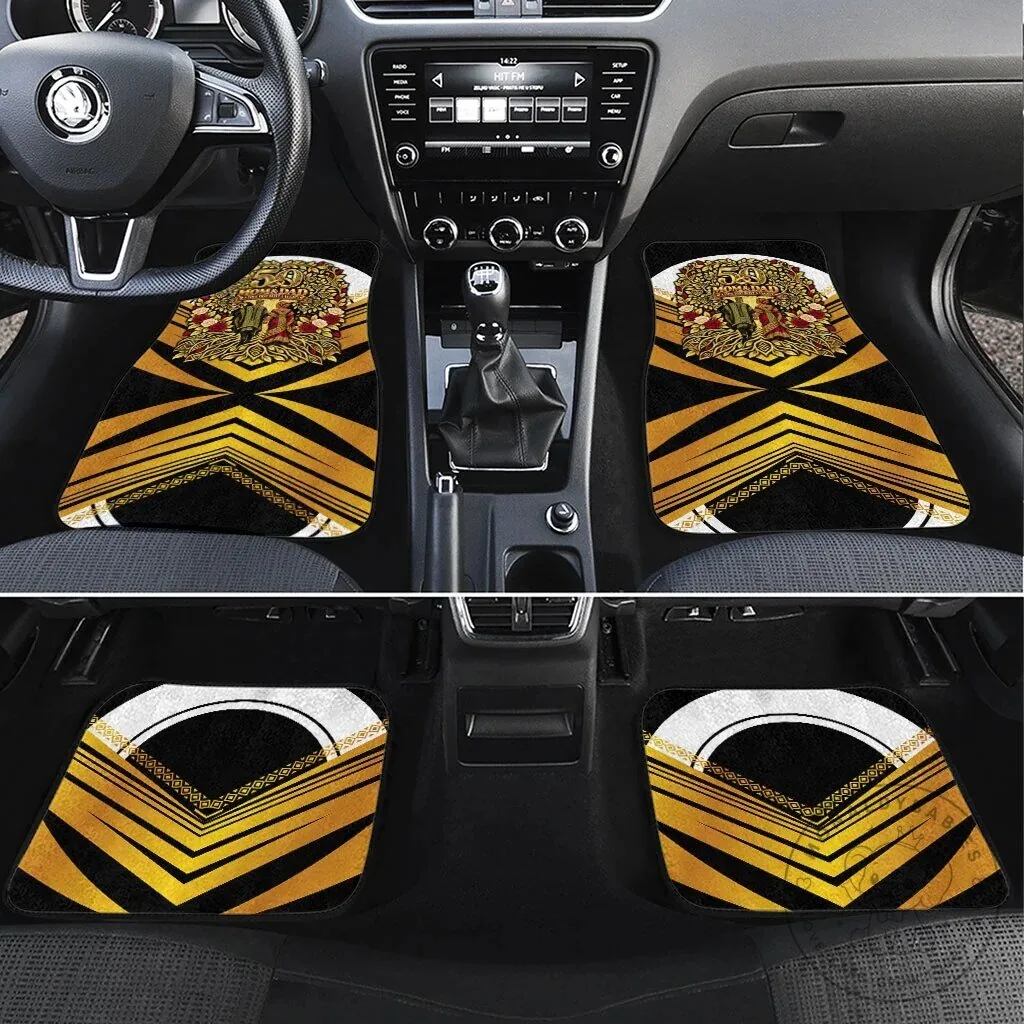 African American Heritage Gold Stripes Car Floor Mats Custom Auto Interior Accessories