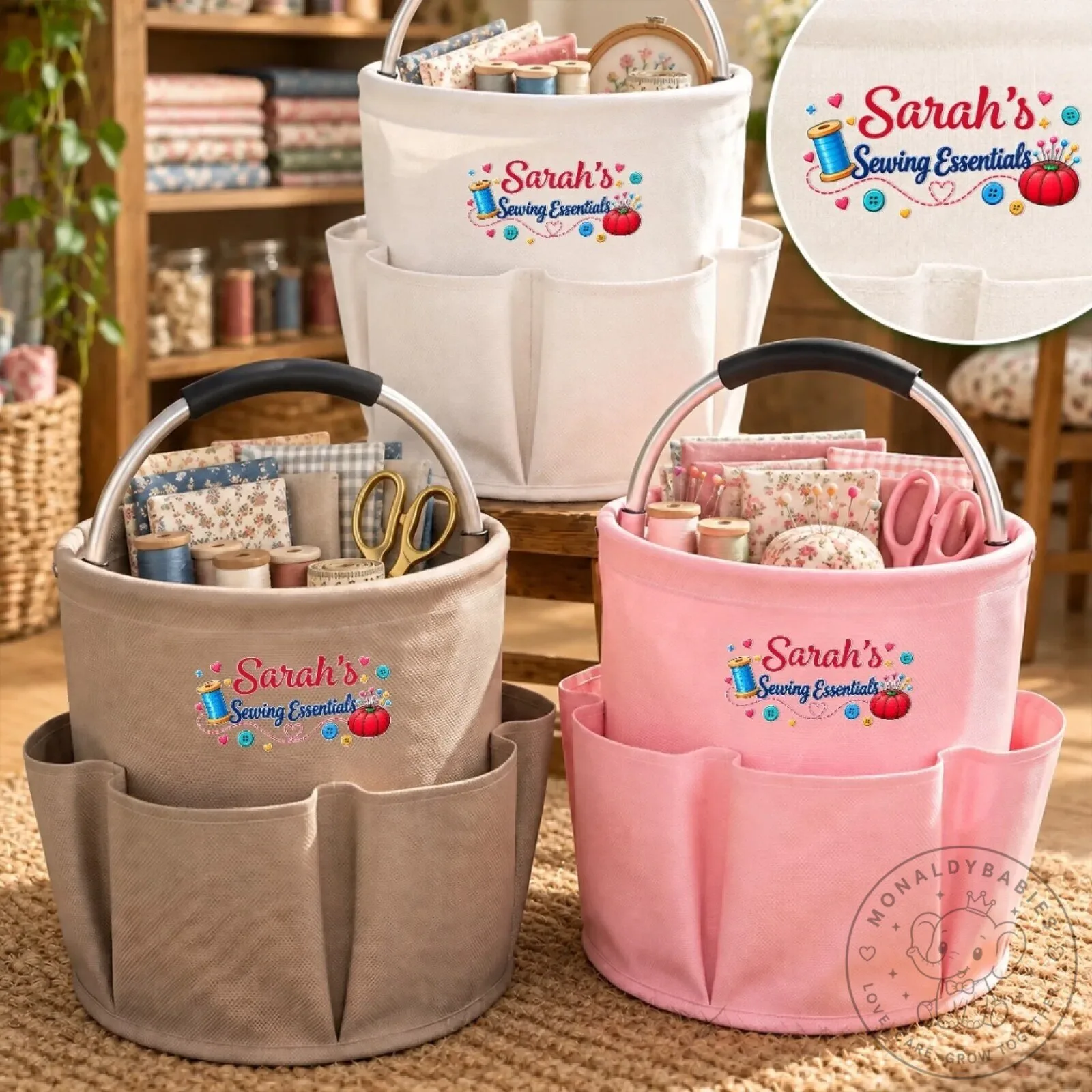 Personalized Sewing Essentials Craft Organizer Bag for Crafters and Sewers